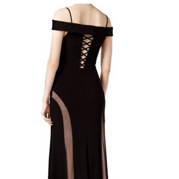 NIGHTWAY ILLUSION-MESH GOWN BLACK/ NUDE BALL GOWN - Picture 2 of 3